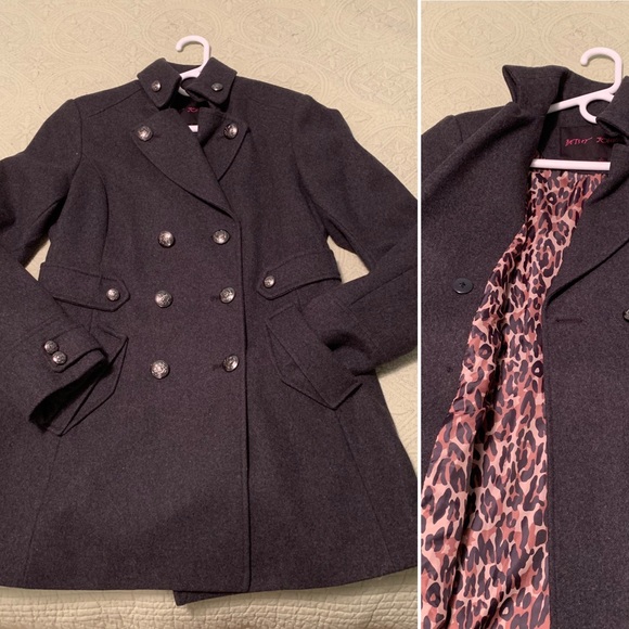 Betsey Johnson Pea Coat Cheetah Print Lining - Picture 4 of 10
